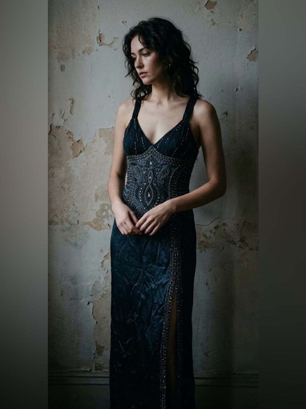 RARE Y2K Sue Wong Nocturne Black Old Hollywood Whimsigoth Silk Beaded Gown 6